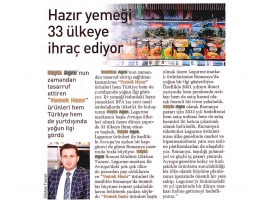 HAZIR YEMEĞİ 33 ÜLKEYE İHRAÇ EDİYOR